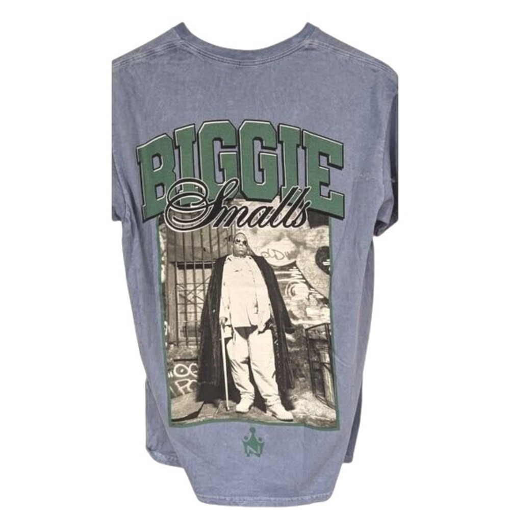 Notorious B.I.G. Biggie Smalls Graphic Tee Size M Blue Mineral Wash Rap Shirt